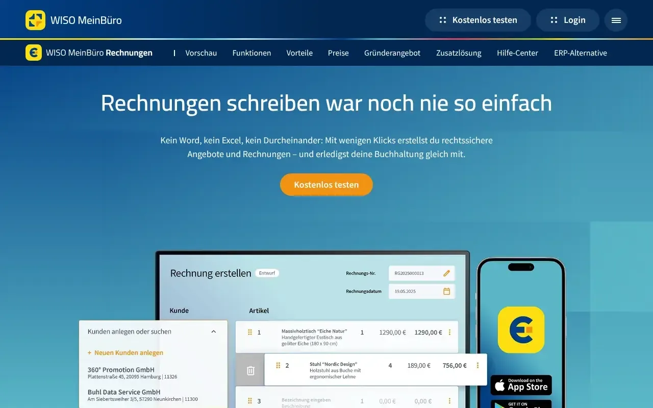 WISO MeinBüro Rechnungen