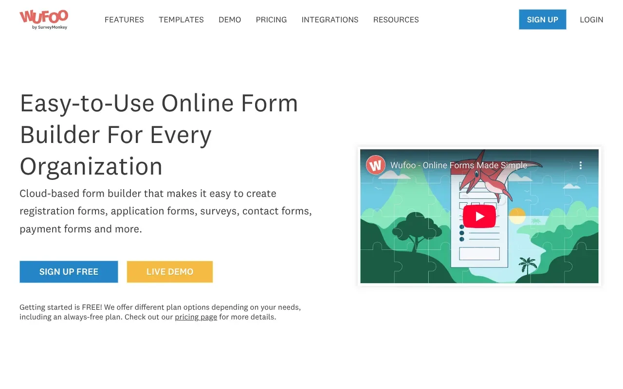 Screenshot von Wufoo