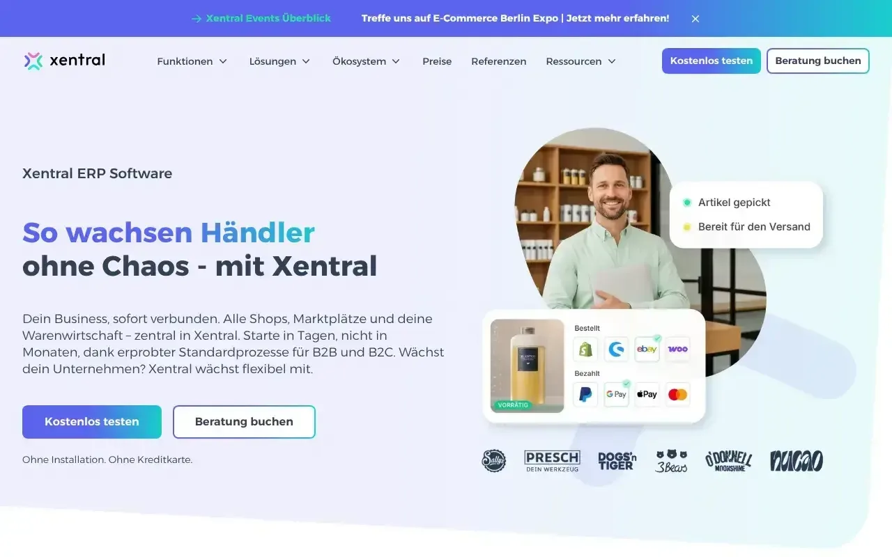 Screenshot von Xentral