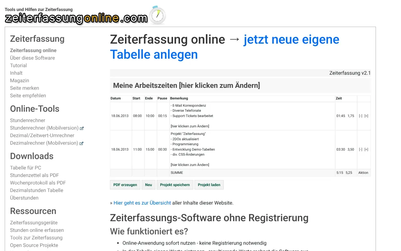 Zeiterfassung online