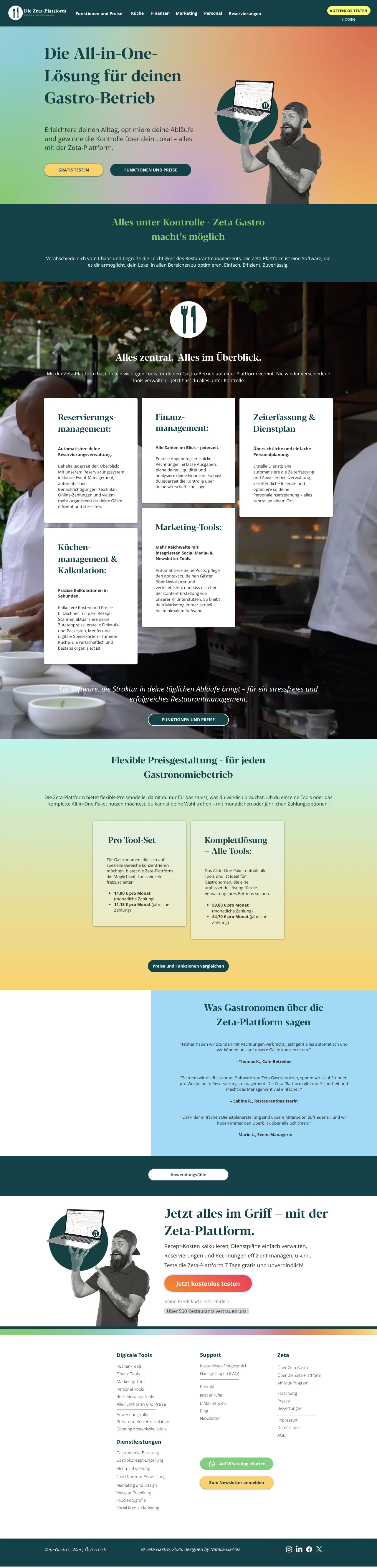 Vollständiger Screenshot von Zeta Gastro