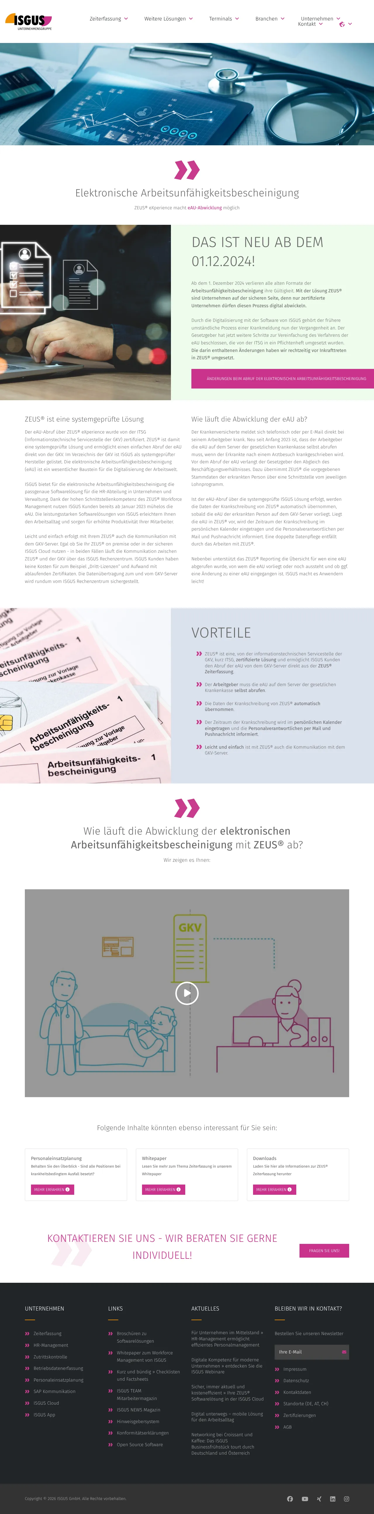 Vollständiger Screenshot von ZEUS® eXperience