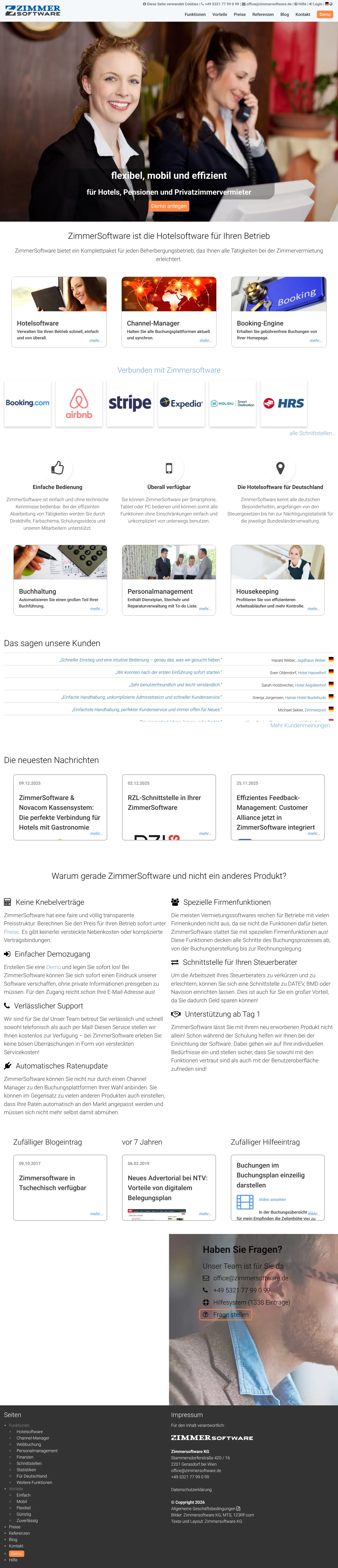 Vollständiger Screenshot von ZimmerSoftware