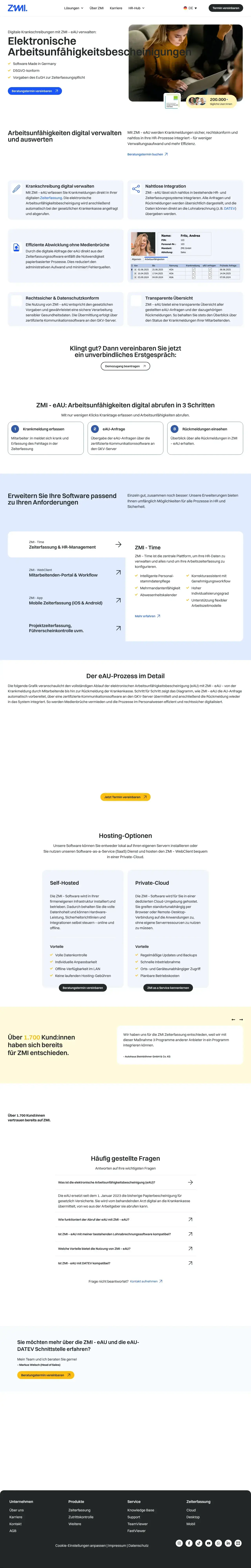 Vollständiger Screenshot von ZMI - eAU
