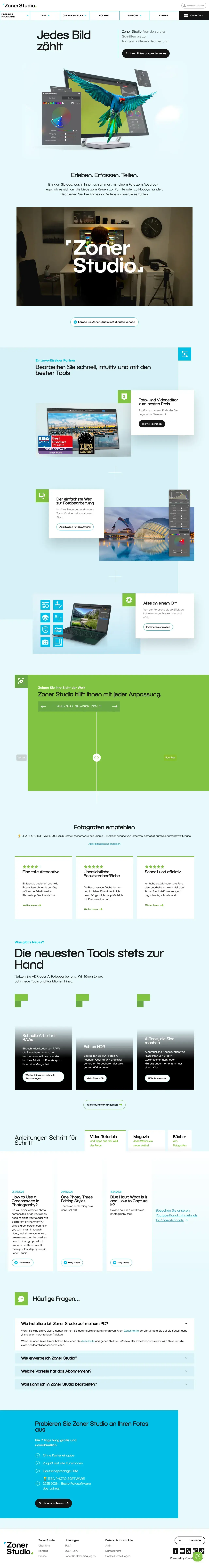 Vollständiger Screenshot von Zoner Studio